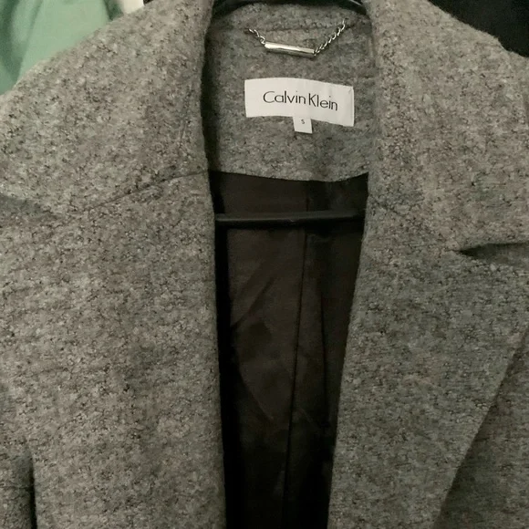 Calvin Klein boucle coat in GRAY